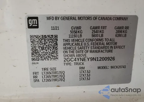 2022 Chevrolet Silverado K2500 Heavy Duty Lt from USA, damaged, VIN 2GC4YNEY9N1200926